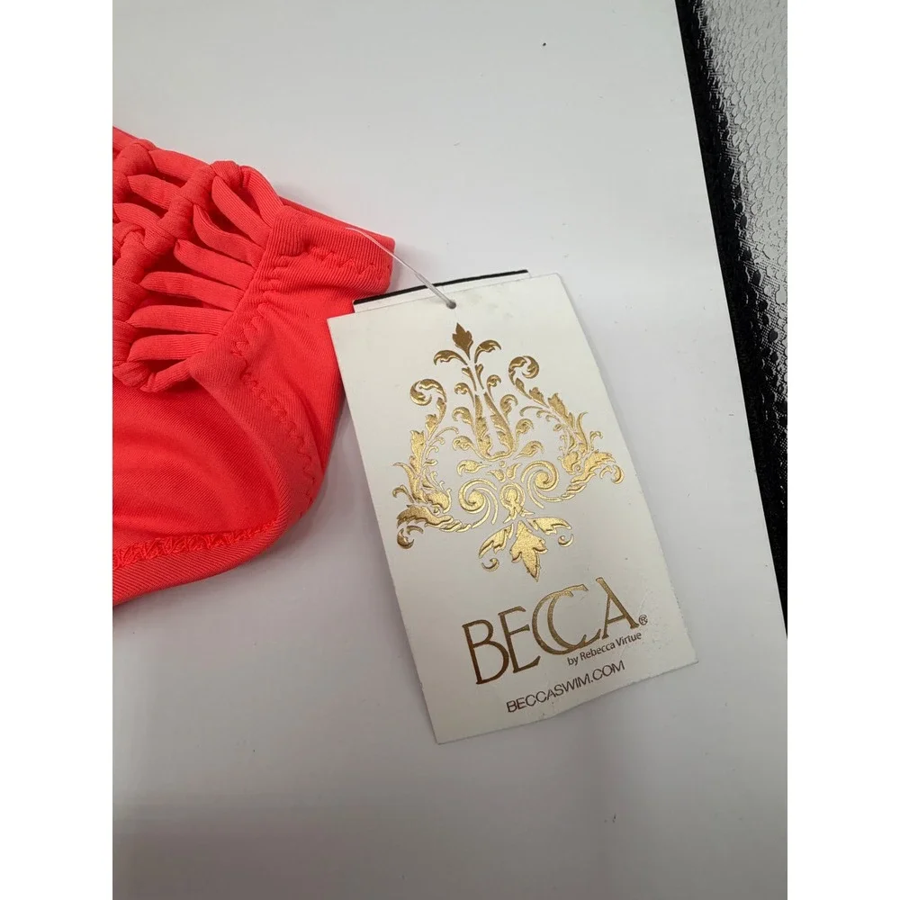 Becca by‎ Rebecca Virtue Hipster Bikini Bottom Women Large Coral Macrame  NEW